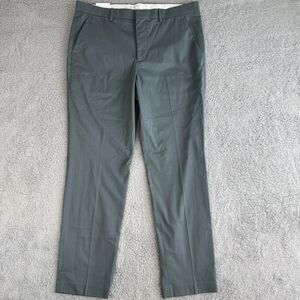 Express Pants Mens 34x30 Green Extra Slim Cotton Blend Flat‎ Front Business NWT
